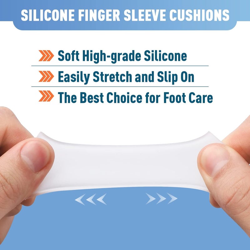 Kimihome 16 PCS Gel Finger Sleeve Protectors, Silicone Finger Sleeve Cushions and Protects, Provide Relief for Finger Cracking, Corns, Blisters and Calluses Protect (8PCS Large Size + 8PCS Medium). - Image 5